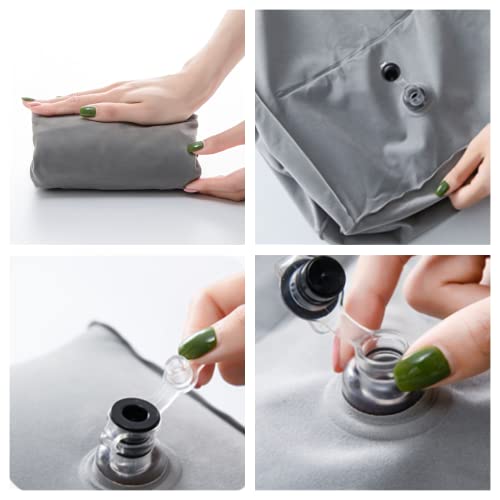 Beauenty Portable Inflatable Travel Foot Rest Pillow,adjustable Three Layers Height Pillow For Airplanes,Cars,Trains,Kids To Sleep On Long Flights，suitable For Office,Home And Any Travel（Grey）