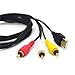 SinLoon 3ft 1 Meter USB 2.0 Male and 3RCA to USB & 3.5mm Female Flush Mount for Car, Boat and Motorcycle (Waterproof Cable USB-3RCA,1M)