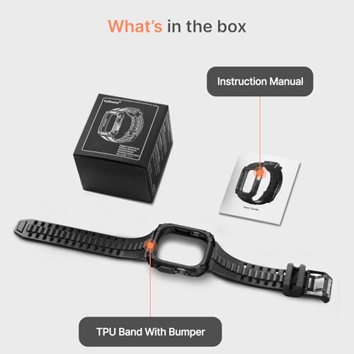 Fullmosa Compatble con Correa Apple Watch Ultra3/2/1,Correa Para iwatch 49mm Resistente TPU con Protector de Pantalla y Funda de Parachoque Para Mujer y Hombre,49mm Negro