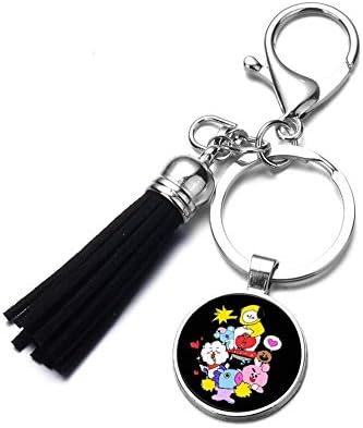 Forberesten BTS Bangtan Boys Time Gemstone Tassel Keychain Key Ring Keychain (H01)