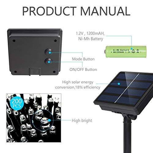 Dolucky Solar Christmas Lights, 72FT Blue Solar Christmas Lights Outdoor Waterproof, 200LED