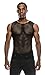 ANGEL COLA Men's Mesh Fishnet Fitted Muscle Tank Top 2 Pack BLK/WHT Small