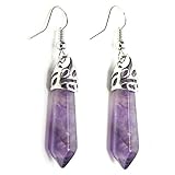 Christmas Gift! 1 Pair Of Natural Amethyst Dangle Earrings, Healing Point Chakra Earrings