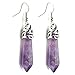 Christmas Gift! 1 Pair Of Natural Amethyst Dangle Earrings, Healing Point Chakra Earrings