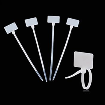 Amgate 100 Pcs Write on Ethernet Wire Zip Ties Cable Mark Tags Nylon Power Marking Label (100pcs)
