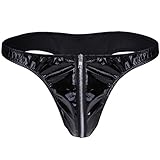 YiZYiF Men's Faux Leather G String Thongs Zipper Underwear (X-Large(Waistline:27.5-43.0