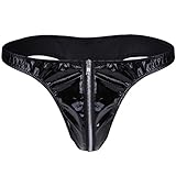 YiZYiF Men's Faux Leather G String Thongs Zipper