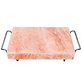 Majestic Pure Himalayan Salt Block - 100% Pure Pink Himalayan Salt, with Stainless Steel Holder, 12in x 8in x 1.5in