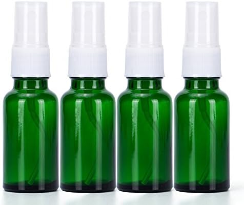 Dazira- 4 Empty Blackish green Glass Spray Misters - Refillable Bottle is Great for Essential Oils, Organic Beauty Products, Homemade Cleaners Fine Mist Dispenser - 4 Pack of 0.6 oz
