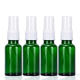 Dazira- 4 Empty Blackish green Glass Spray Misters - Refillable Bottle is Great for Essential Oils, Organic Beauty Products, Homemade Cleaners Fine Mist Dispenser - 4 Pack of 0.6 oz