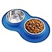 Roysili Double Dog Bowl Pet Feeding Station, Stainless Steel Water and Food Bowls with Non Skid Non Spill Silicone Mat, Premium Quality Dog Bowl Holder for Small Medium Dogs Cats Puppy (Small)