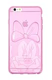 Disney Genuine Hard Clear Bumper Case Collection Clear Donald Duck, Clear Daisy Duck, Clear Mickey, Clear Minnie, Pink, Sky Blue, Gray, Brown, Orange Mickey Minnie for iPhone 6 plus (Jelly Minnie Pink)