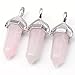 Top Plaza 5pcs Natural Amethyst+ Rose Quartz+Tiger Eye+ Green Aventurine + Rock Crystal Healing Pendants for Jewelry Making