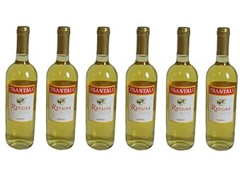 6x 750 ml Retsina Tsantali Spar Set 11,5% gehartzter Weißwein Weiß Wein aus Griechenland Chalkidiki Savatiano + 2 Probiersach