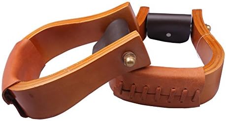 HORSE Stirrups Wooden– PRAIRIE METAL – PRO Equestrian - WESTERN STYLE - NATURAL WOOD with LEATHER TREAD - WIDE suits BIG BOOT - NEW HORSE TACK - LIGHT WEIGHT - STRONG ROBUST - SAFE and RELIABLE