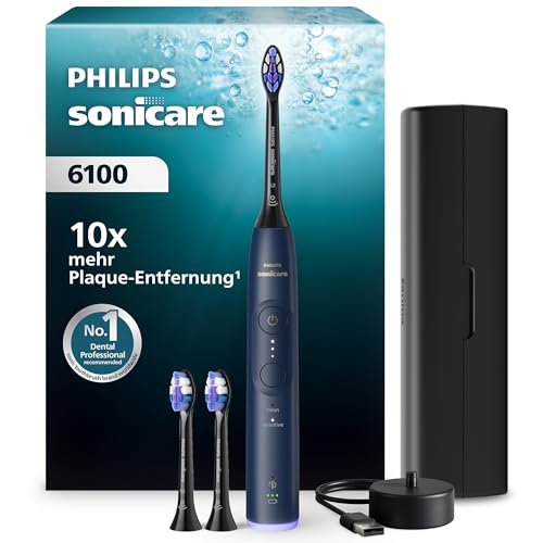 Philips Sonicare Series 6100 Elektrische Zahnbürste - Technologie der nächsten Generation, Drucksensor, 6 Putzeinstellungen, SmarTimer, BrushPacer, 21