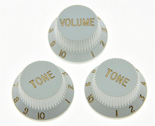 KAISH Set of 3 White ST Strat Style Guitar Knob Volume Tone Knobs