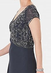 J Kara Women's Petite Cap V-Neck Beaded