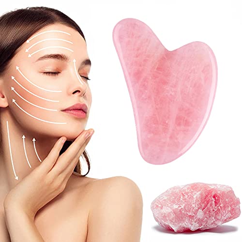 Gua Sha Facial Tool, Guasha Face Massage Tool Traditional Scraper for Anti-Aging Pink Stone Neck Beauty Slimming Massager Spa Skin Caring Pain Relief