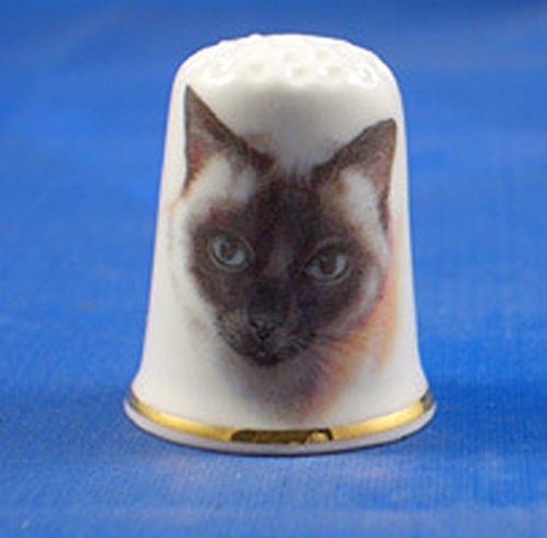 Porcelain China Collectable Thimble --- Siamese cat