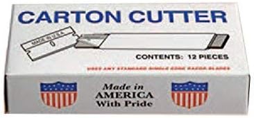 Single Edge Carton Cutter with Single Edge Razor Blade, Box Cutter Knife, Made in USA, Retractable and Replaceable Blade, Tap Open/Tap Close, 4 Pack (12 per Box)