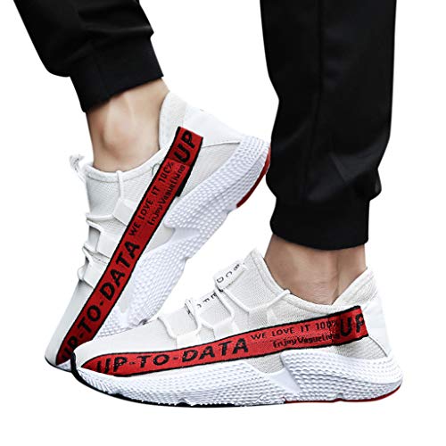 Men's Stylish Fashion Sneakers - Casual Ultra Light Breathable Mesh Shoes Summer Sport Walking Running Jogging Shoe (Red, US:7)