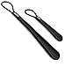 20/12 inch Shoe Horn with Loop (2 pack) - Long & Short Handled Shoehorn (Black)