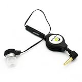 BLACK In-Ear Retractable Mono Headset Wired Single Earbud Earphone with Microphone for iPhone 6, 6 Plus 5S 5C 5 4S - Samsung Galaxy S6, S6 Edge, S5, S4, S3, S2, Mini - Galaxy Note 4 3 2 1 Edge - LG G2 G3 G4, Vigor, Optimus L90 - Google Nexus 6, 5, 4 - HTC ONE M8, M9, E8, Max, Remix, Desire