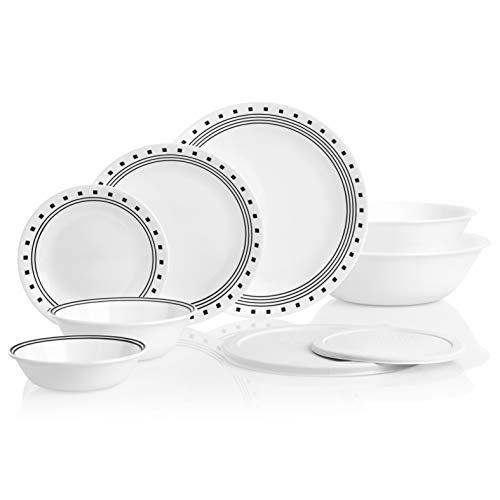 Corelle 78Piece Service for 12, Chip Resistant, City Block Dinnerware