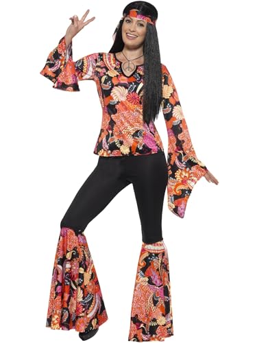 Smiffys Costume Willow the Hippie, Multicolore, con top, pantaloni, foulard e medaglione Halloween