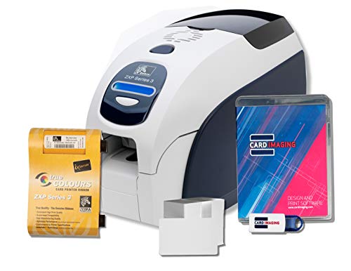 Zebra ZXP Series 3 Single Sided, Mag Encoder, Card Printer, Supplies Bundle with Card Design Software