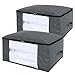 Lifewit 100L Large Capacity Clothing Storage Bag with Clear Window for Comforters, Blankets, Bedding, Duvets, Clothes, Quilts, Pillows, Sweaters, Set of 2, Grey
