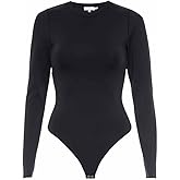 Good American Women's Scuba Crewneck Long Sleeve Bodysuit -