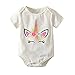 Derouetkia Baby Girl Clothes Summer Unicorn Printed Short Sleeve Bodysuit Tops Outfit Set with Pants and Headband (60(0-6 Months))