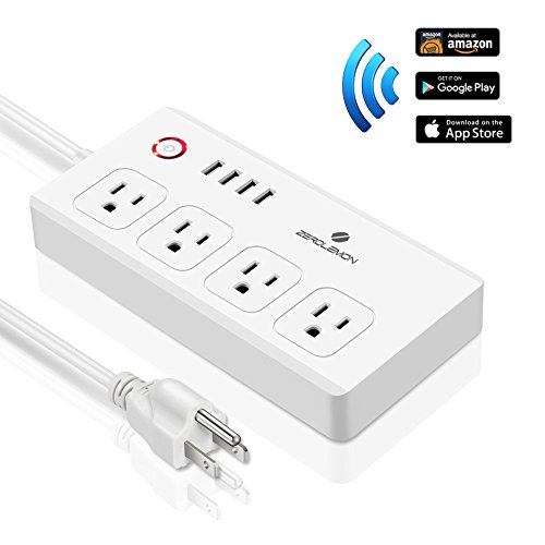 WiFi Smart Power Strip Socket,ZeroLemon Multi Plug Timer Switch Power Strip Outlet Surge Protector with 4 AC Outlets and 4 USB Charging Ports, Compatible with Alexa and Google Assistant