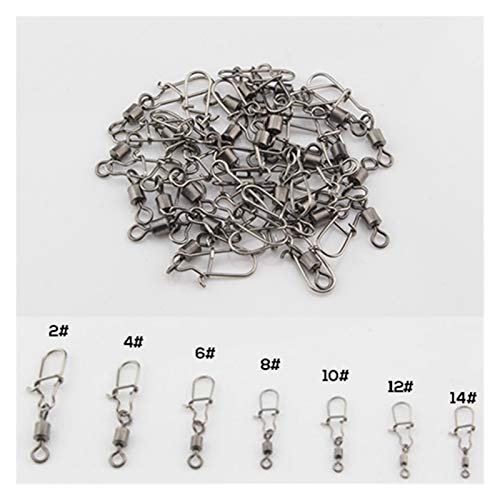 LOOEST Angelwirbel, 30 Stück, 2#-14#, Edelstahl, Angelhaken, Steckverbinder, Kugellager, Drehgelenk, Schnappstifte…