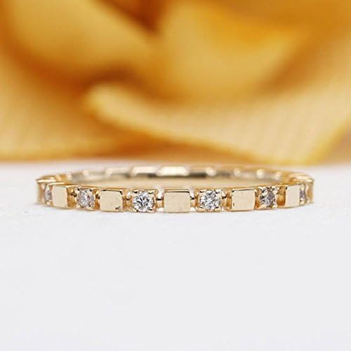 14K White Gold Diamond Eternity Band/Geometric Wedding Band/0.13 CT Diamond Wedding Band/Perfect Matching Band for Engagement Ring/Gift Ring