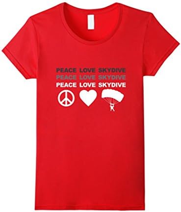 Womens Peace Love Skydive Skydiving T-Shirt for Skydivers XL Red