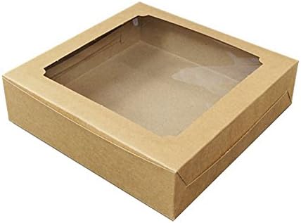 Bonitagirlbox Set of 10 Brownie Box, Bakery and Cookies Boxes with window (Brown Kraft)