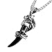 LaurieCinya Dragon Necklace for Men Stainless Steel Tribal Wolf Tooth Pendant Necklace Silver Black Tone 24 Inches Chain