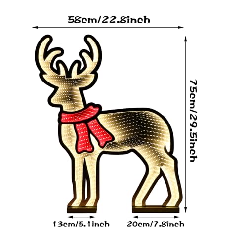 Christmas Decoration Outdoor 3D Christmas Reindeer Lighted Set with Lights Large Reindeer Family with a Standing Base for Yard Patio Lawn Garden Party Decor 42.5 * 7 * 60 cm (Christmas Reindeer)