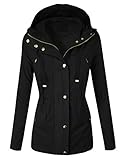 makeitmint Women's Zip Up Military Anorak Jacket w/ Hood [S-3XL] Medium YJH0018_BLACK