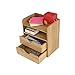 Mind Reader Desk Supplies Organizer with 2 Drawers, Bamboo Brown