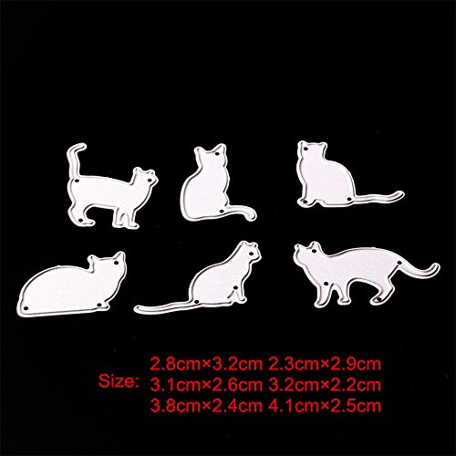 Dream_light Metal Cutting Dies, Embossing Dies Stencil Template Mould for DIY Scrapbooking Photo Album Paper Card Making Craft Wedding Party Decoration DIY Gift, Die-Cuts (Six Cats)