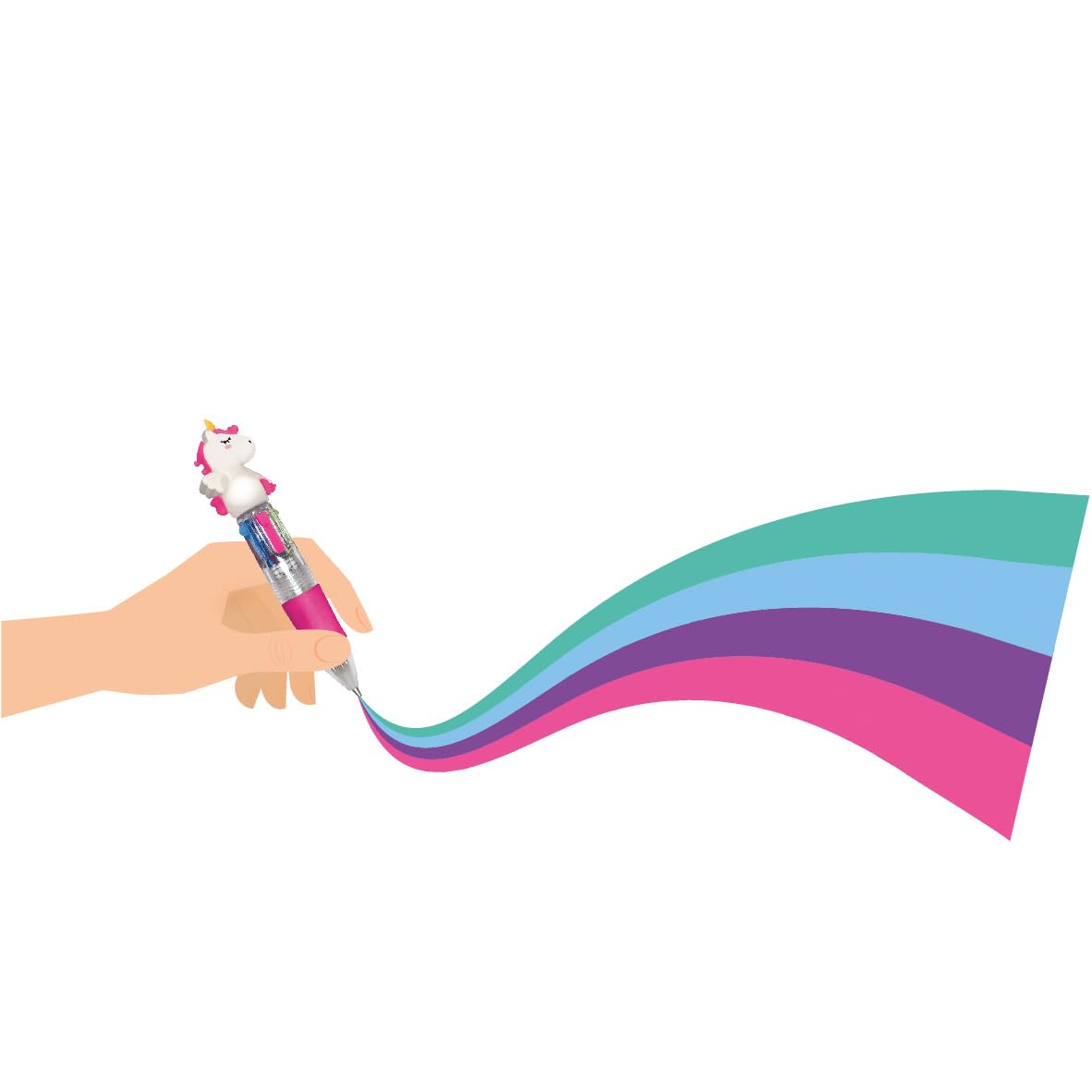 Legami MRP0001 Mini-Kugelschreiber, 4 Farben, Mini Magic Rainbow, 2,3 x 10 cm, 4 Farben, Grün, Hellblau, Lila, Rosa, Spitze 1 mm, ergonomischer Griff aus Silikon 4