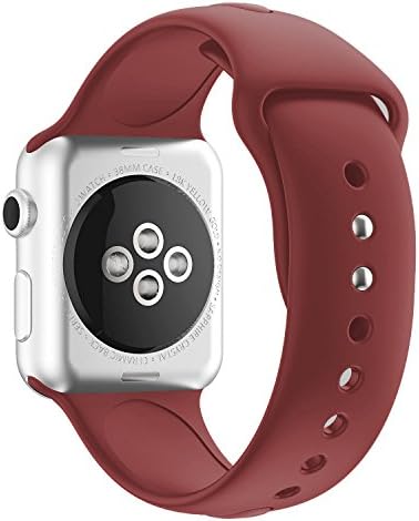 Inozama Apple Watch Band, Soft Silicone Sporty Replacement Strap Band for iWatch Apple Watch Series 1 Series 2 Series 3 (42MM M/L Rose Red)