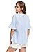 Floerns Women's Flower Embroidery Loose Casual Babydoll Top Blouse Blue White L