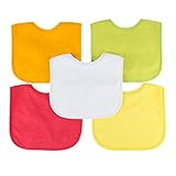 Waterproof Baby Bibs with Three Snaps, Unisex, 5 Pack, Solid Colors by Little Likes