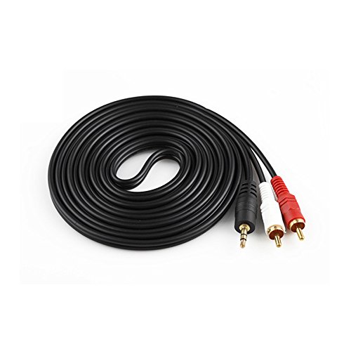 Rumfo AV Cable 1.5M Two in One Audio Cable Gold Plated 3.5mm Stereo Male to 2 x RCA Male Extension Cable For Mp3 Laptop TV Speaker DVD Amplifier (1.5M)