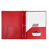 JAM Paper Plastic 2-Pocket Folders - Eco Friendly Folder with Clasps - Red - Sold Individually